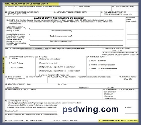 Medical Certified Certificate of Death